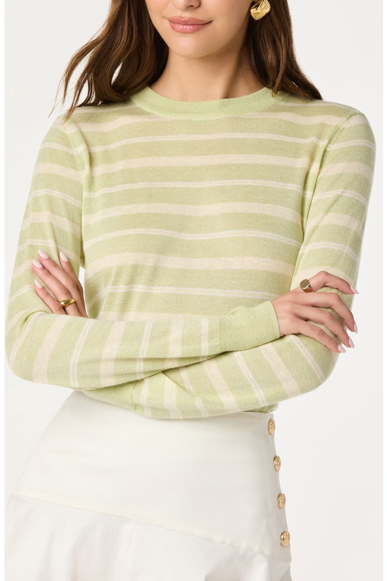Stripe Crewneck Sweater, Alternate, color, GREEN STRIPE