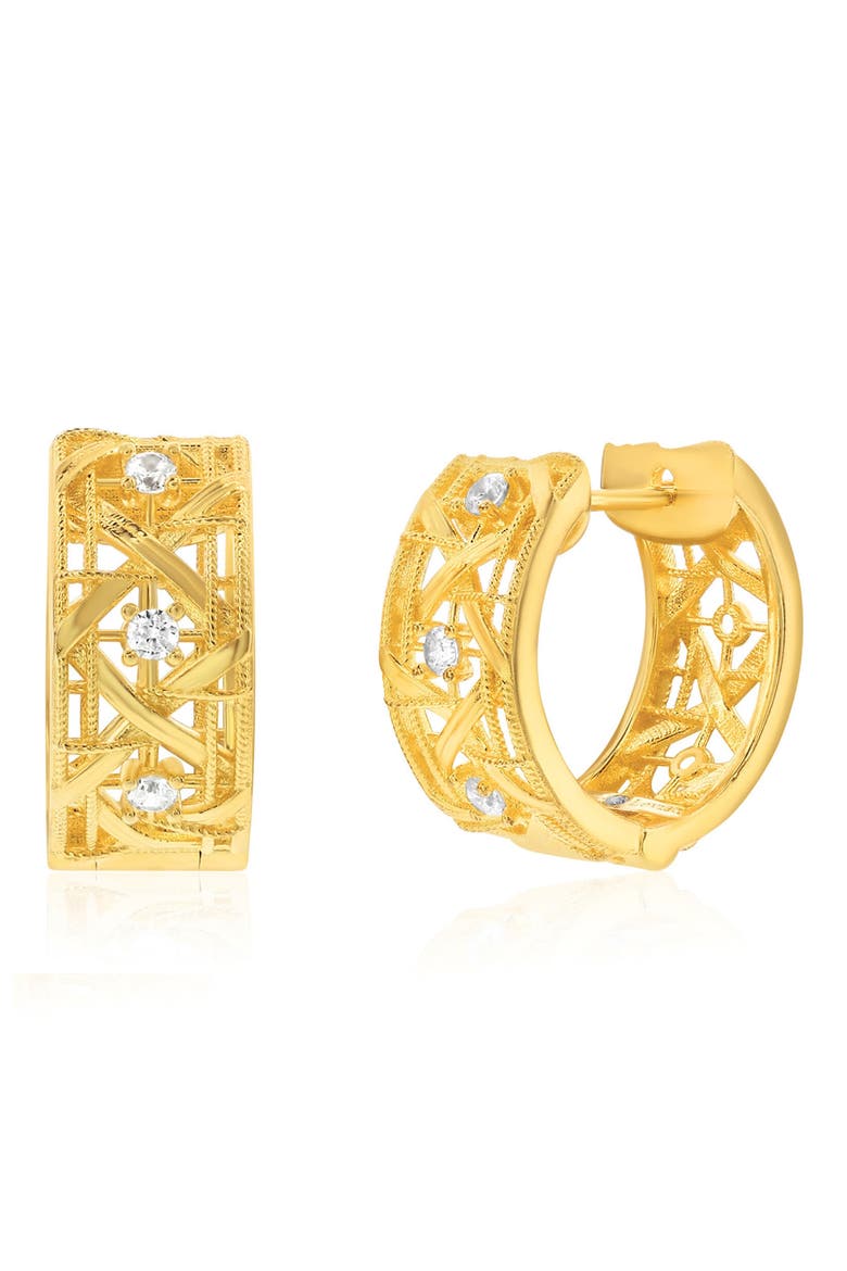 Golden Helix Cutout Huggie Hoops, Main, color, YELLOW