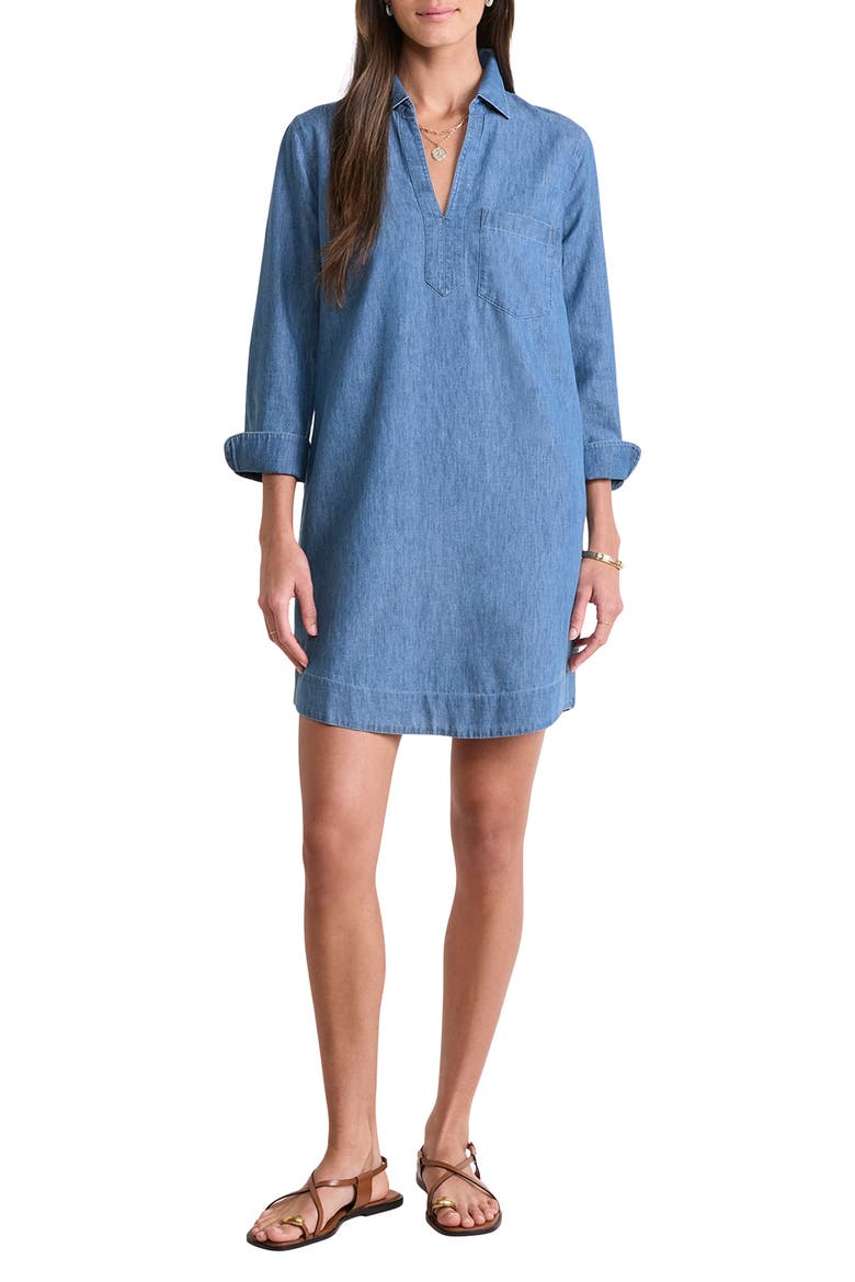 Mango Cotton Chambray Shirtdress, Main, color, MORNING MIST