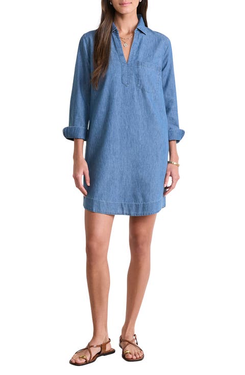 Mango Cotton Chambray Shirtdress