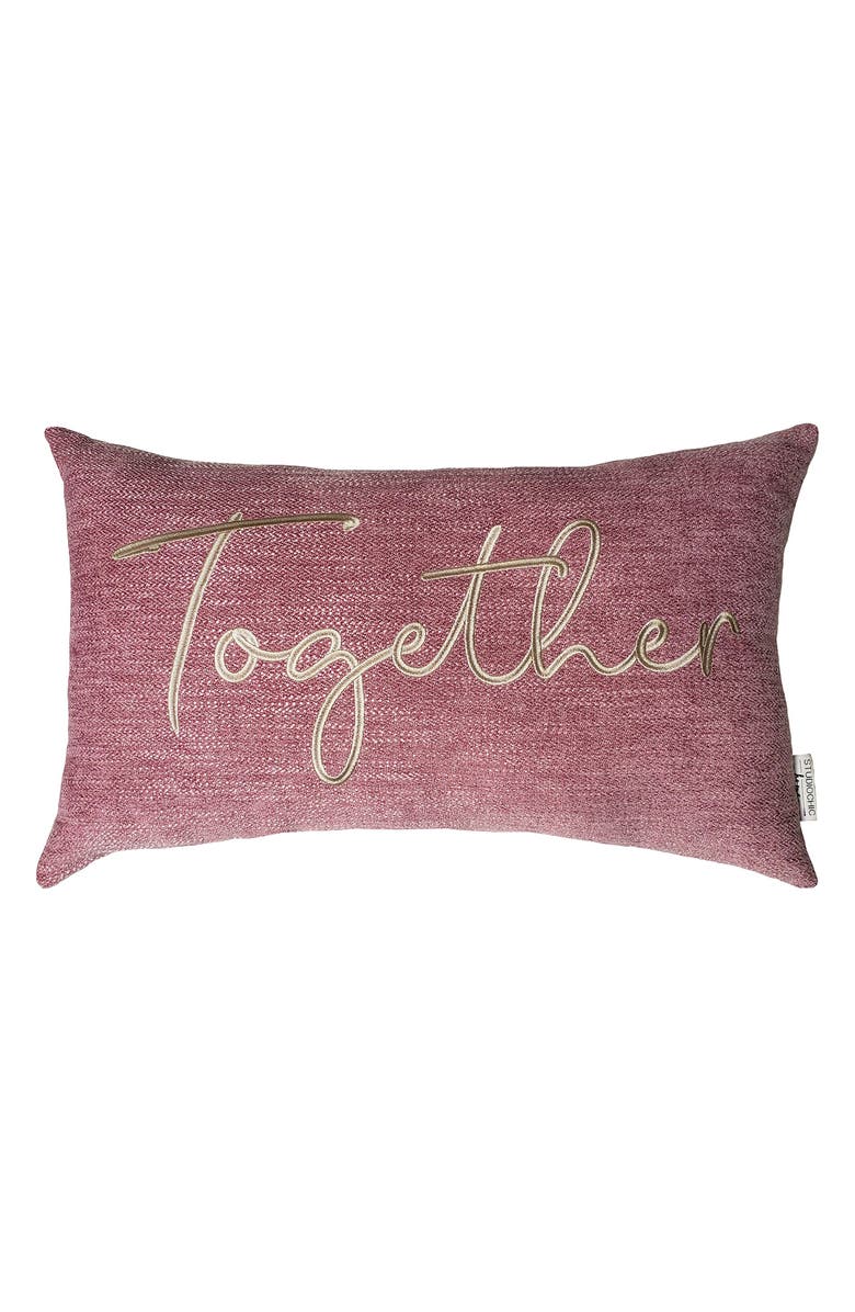 STUDIOCHIC Sentiments Together Embroidered Accent Pillow, Main, color, Berry