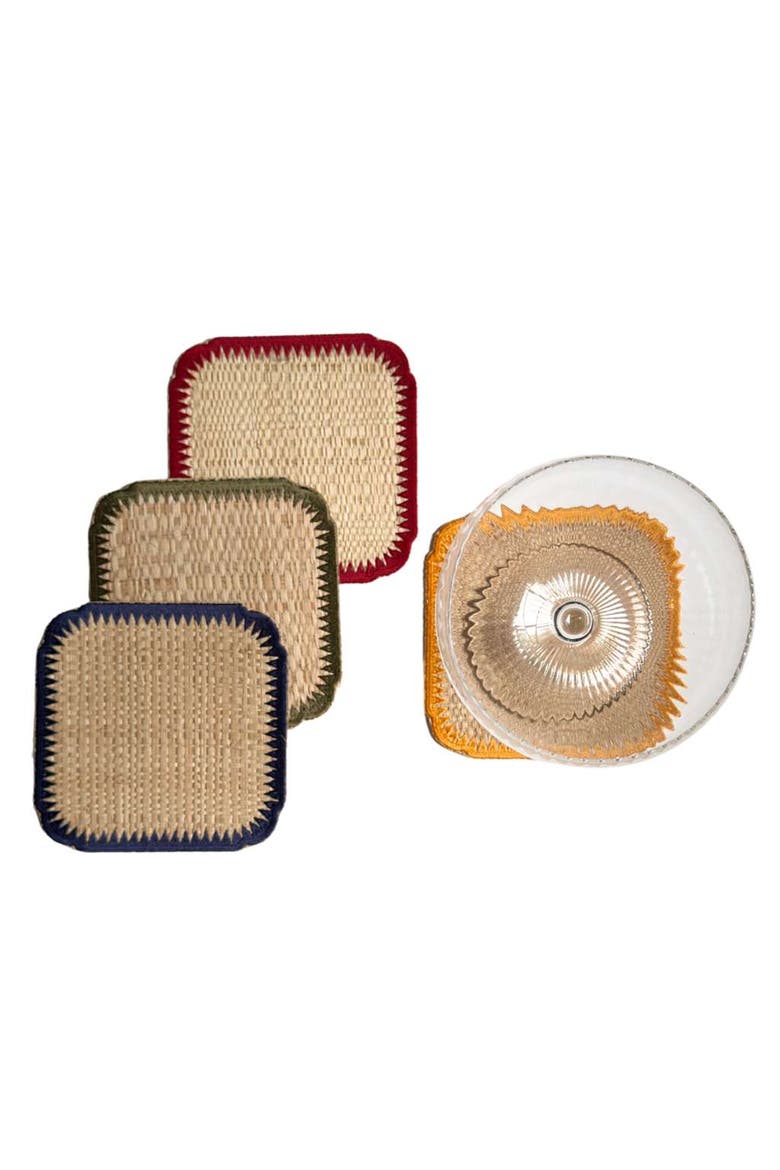 Buriti Stitch Coasters - Set of 4, Alternate, color, Natural
