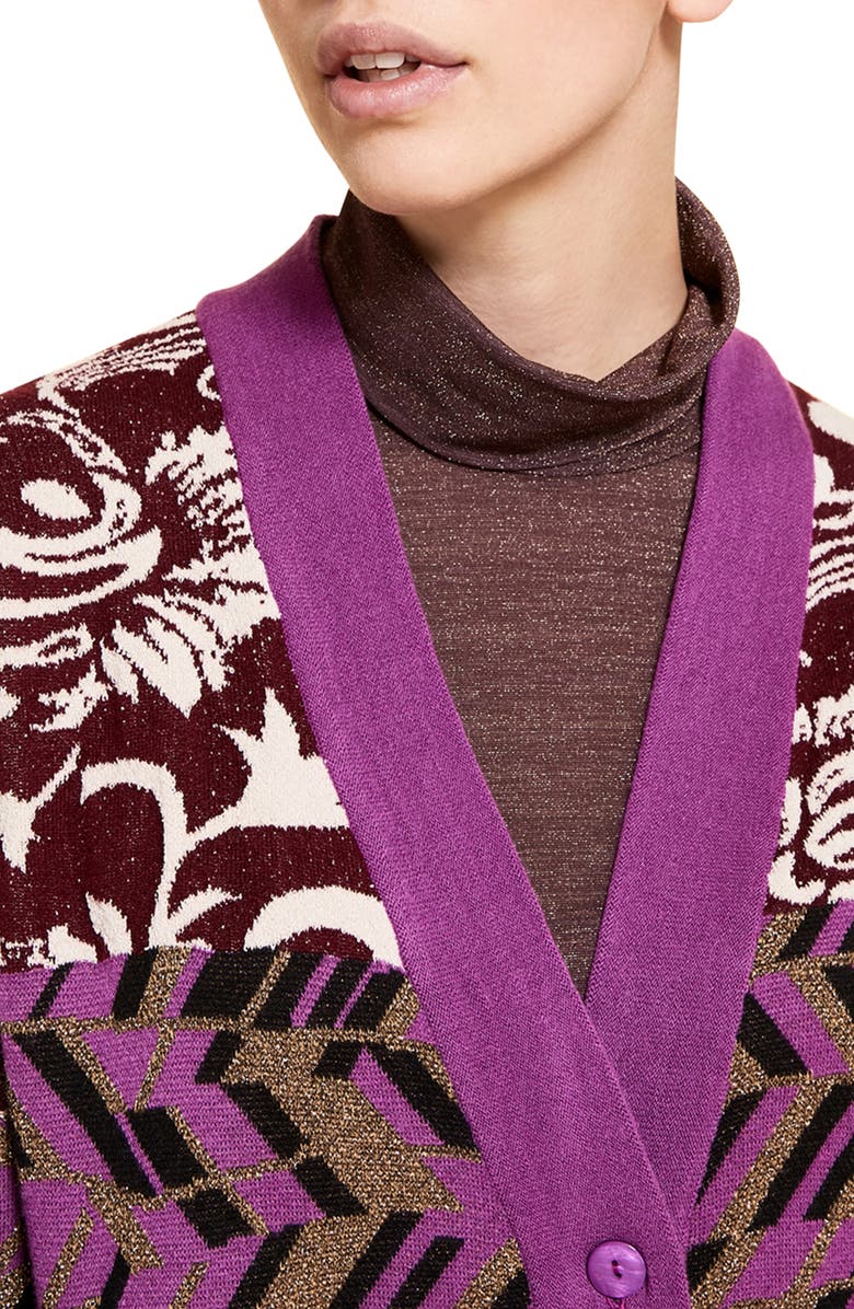 Marina Rinaldi Miranda Metallic Jacquard Cardigan, Alternate, color, 