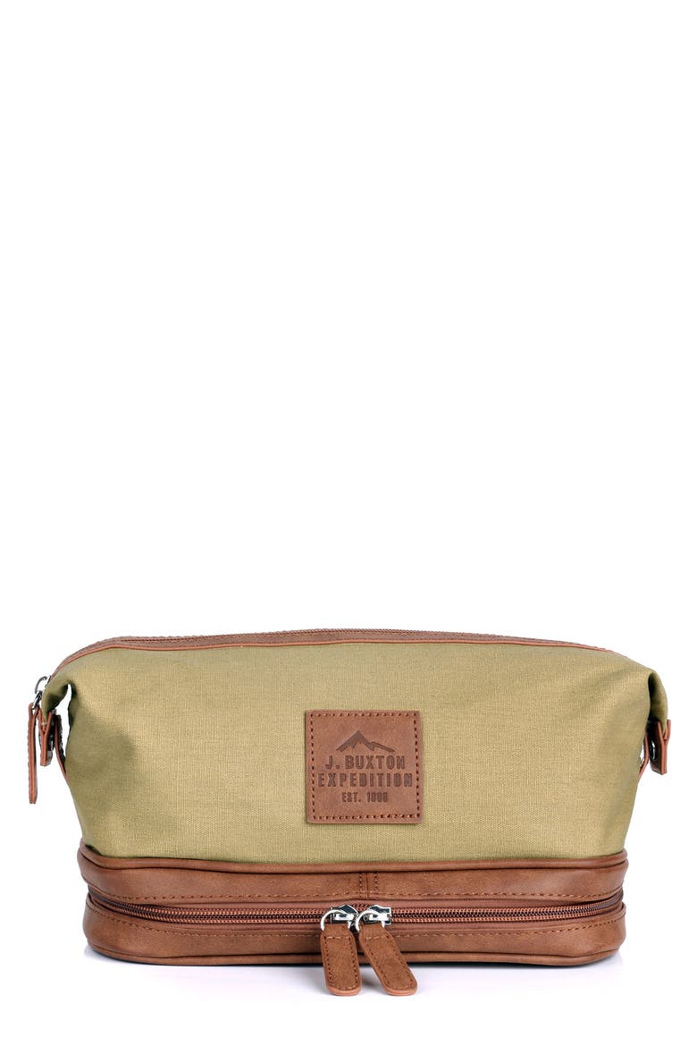 J.BUXTON Expedition II Huntington Gear Bottom Zip Travel Kit, Main, color, TAN