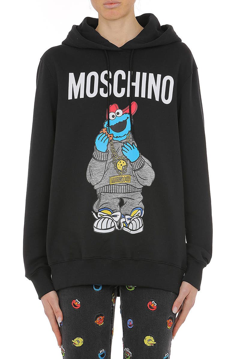Moschino x Sesame Street<sup>®</sup> Cookie Monster Logo Sweatshirt, Main, color,