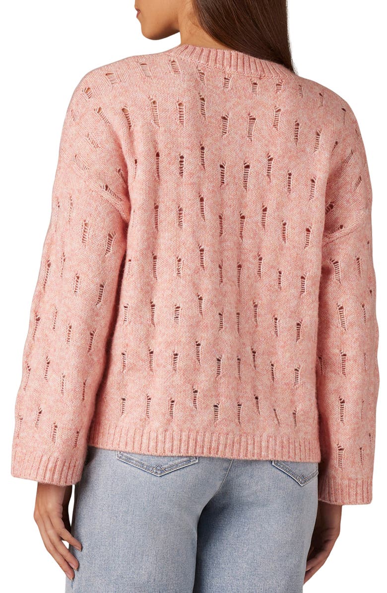 Wit & Wisdom Openwork Knit Sweater, Alternate, color, Heather Coral