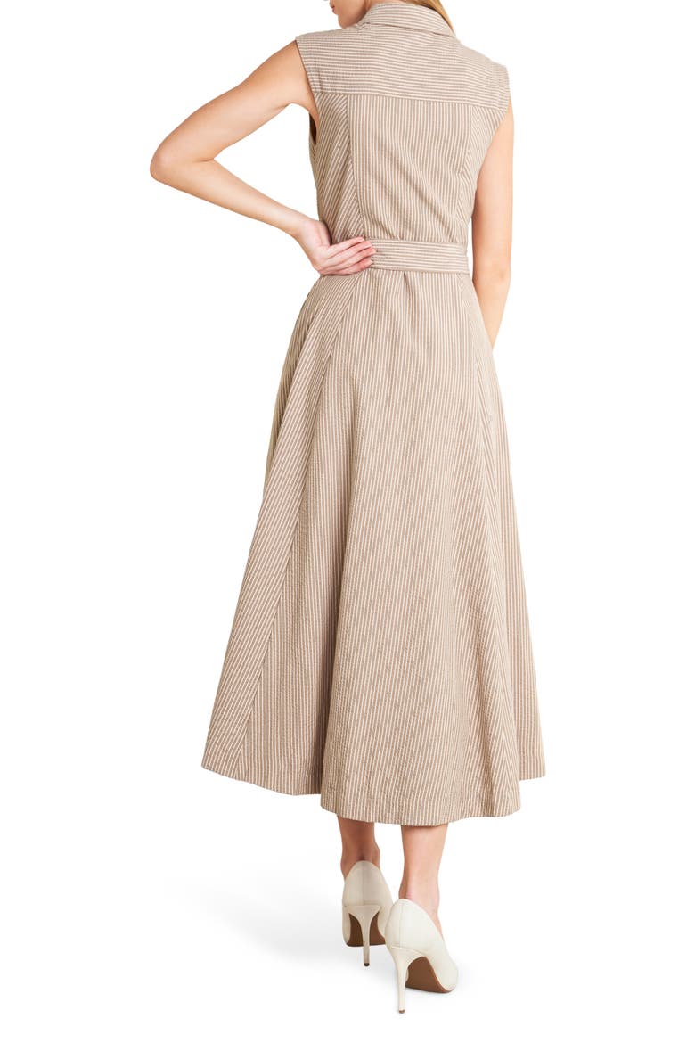 Pinstripe Midi Dress, Alternate, color, TAUPE