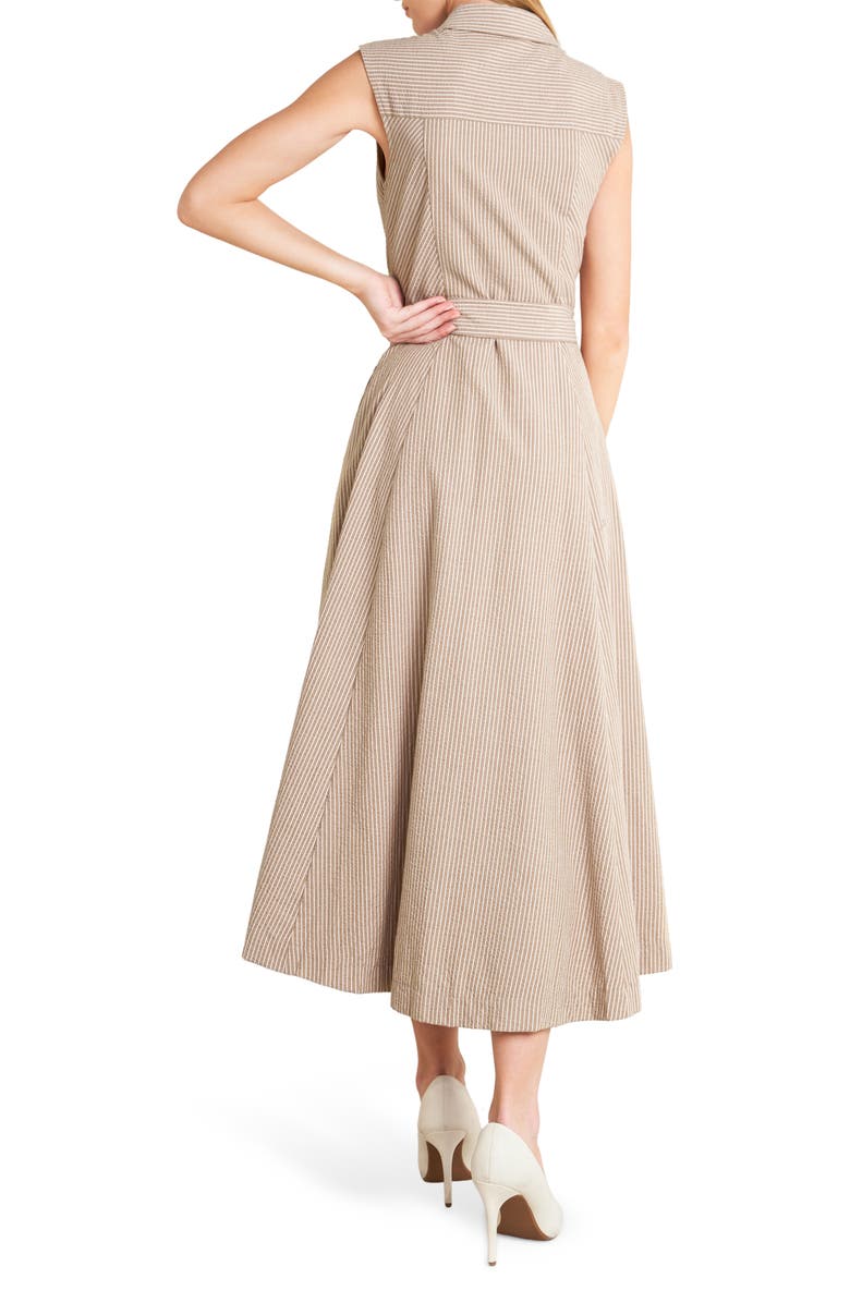 FREEMARKET Pinstripe Midi Dress, Alternate, color, Taupe