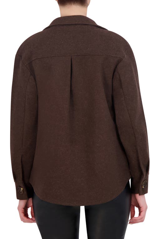 Ookie & Lala Faux Wool Shacket In Dark Brown