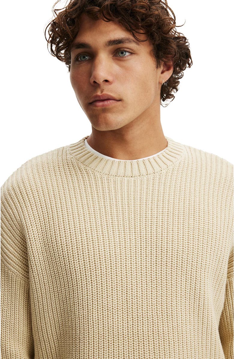 Cotton On Men's Washed Box Fit Crew Knit, Alternate, color, Stone