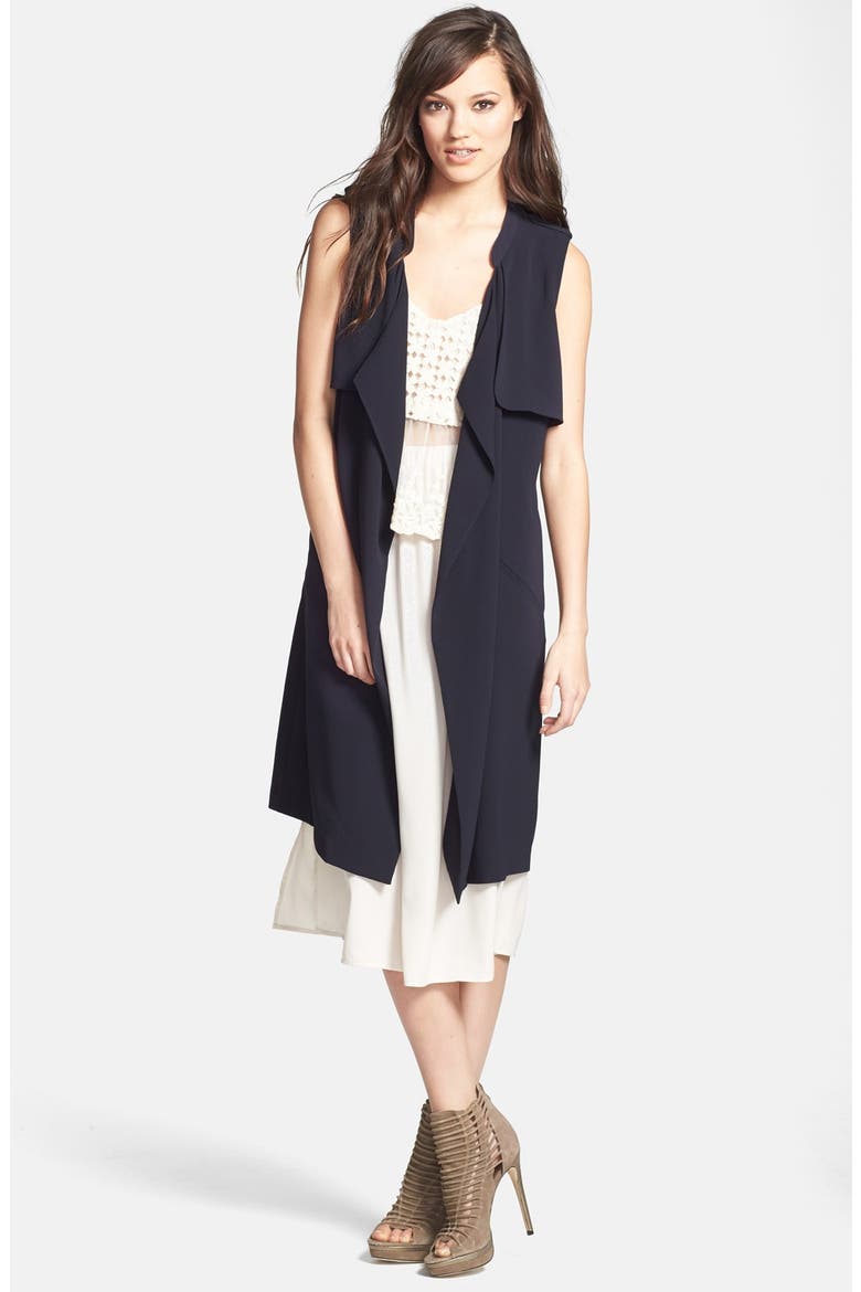 ASTR Drape Front Trench Vest, Main, color, NAVY