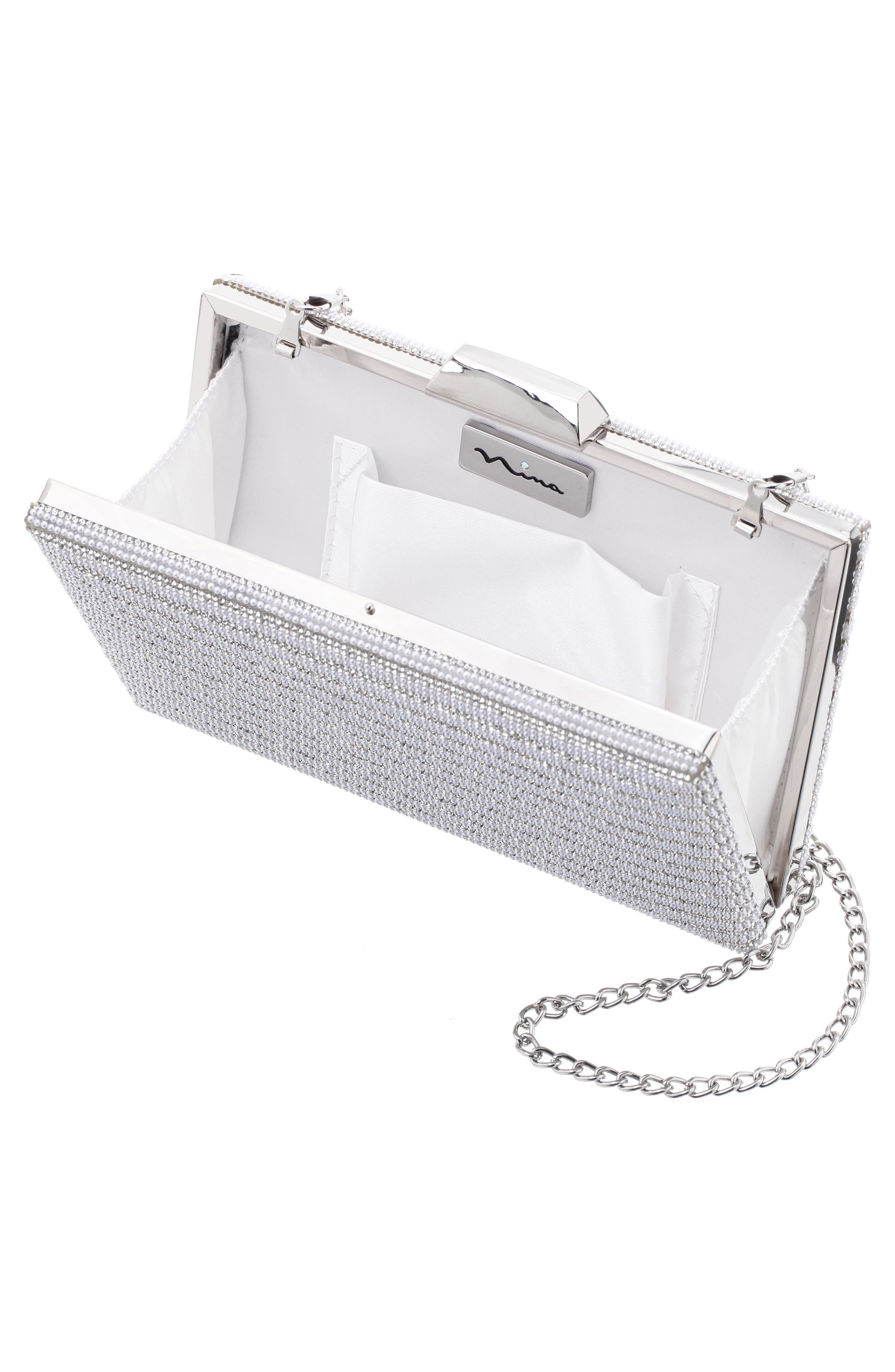 Nina Desyre Embellished Minaudière, Alternate, color, White