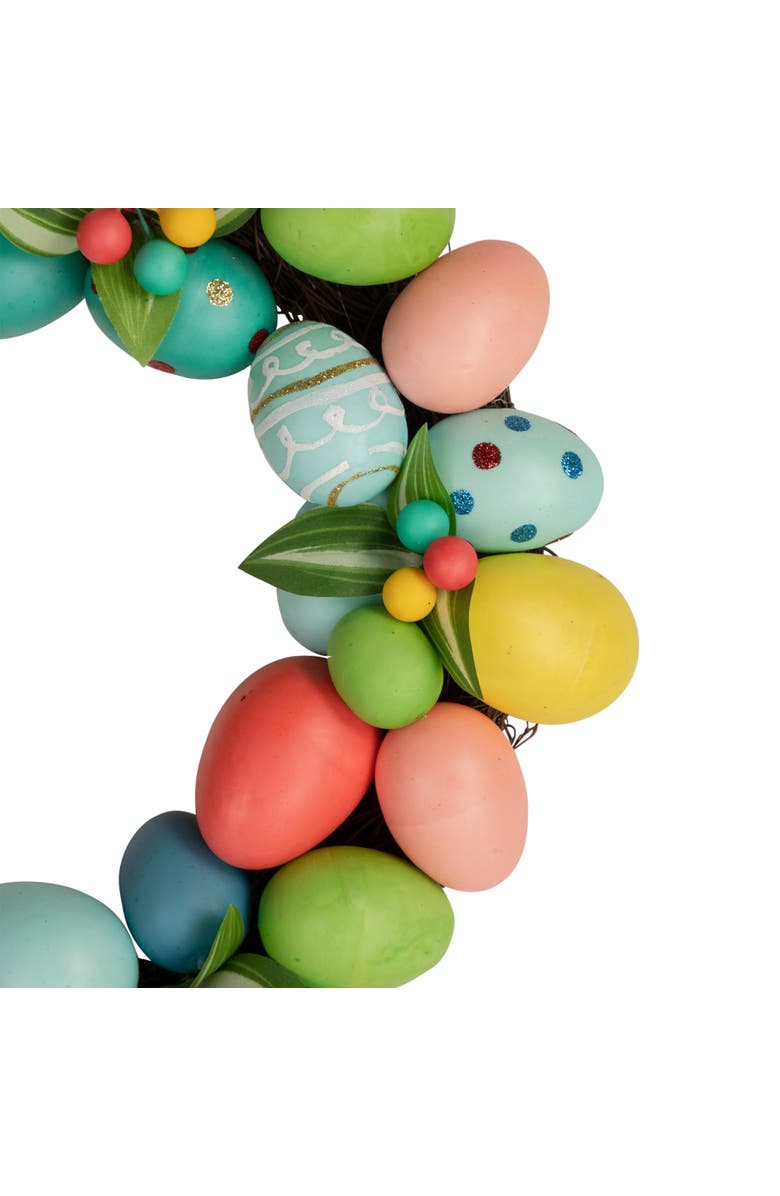 Northlight Decorated Easter Egg Twig Wreath - 14", Alternate, color, Pink
