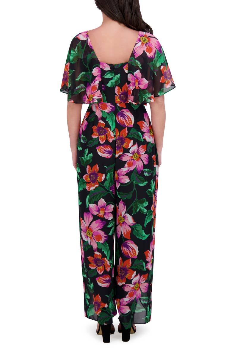 Kensie Floral Print Jumpsuit, Alternate, color, Black Multi