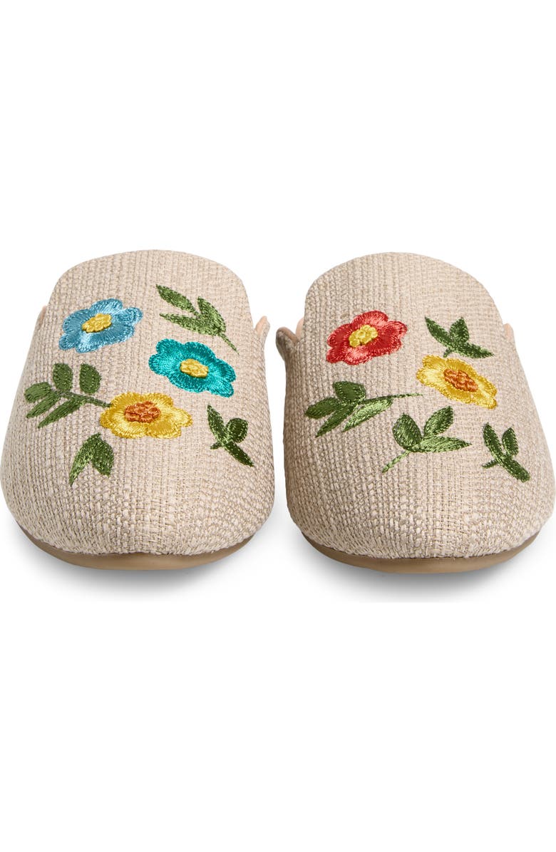 FUCHSIA Sunny Meadows Floral Embroidered Mule, Alternate, color, Light Beige
