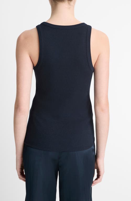 Vince Scoop Neck Rib Tank In Coastal Blue