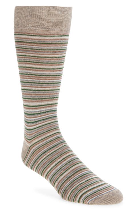 Stripe Cotton Blend Dress Socks