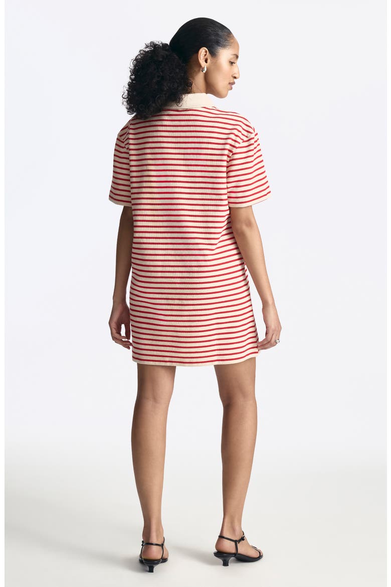 Goji Stripe Short Sleeve Cotton Blend Polo Dress, Alternate, color, GOJI BERRY STRIPE
