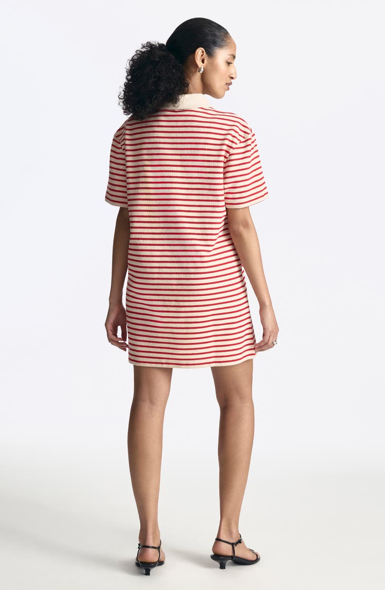 Brooklyn Industries Goji Stripe Short Sleeve Cotton Blend Polo Dress, Alternate, color, Goji Berry Stripe
