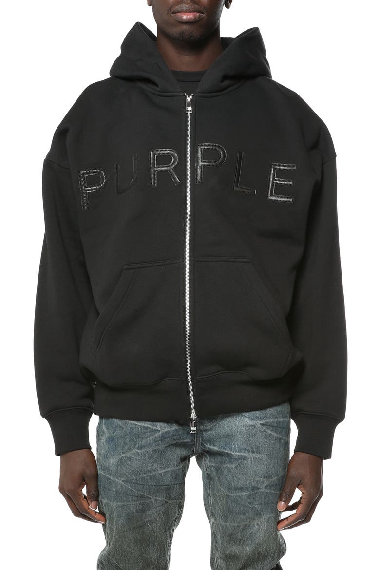 Heavyweight Fleece Zip Hoodie, Main, color, BLACK