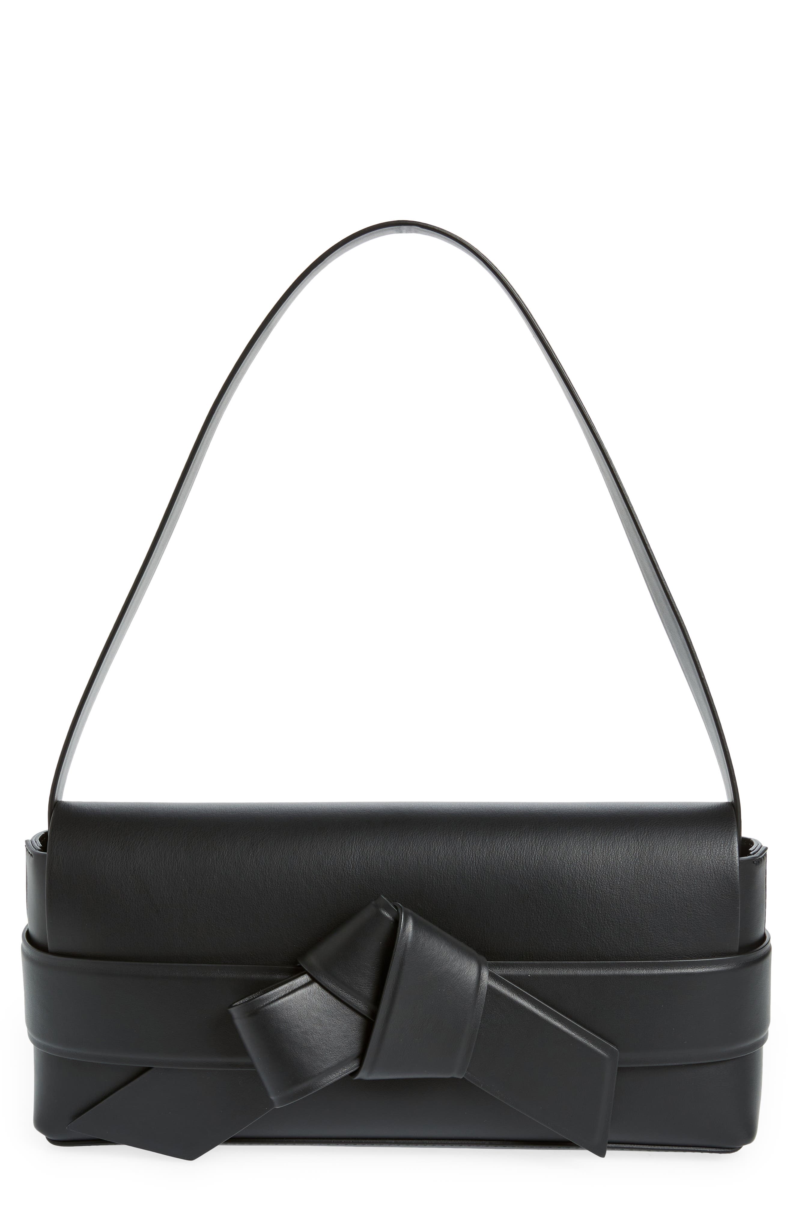 Acne Studios Musubi Elongated Bow Detail Leather Crossbody Bag, Main, color, 