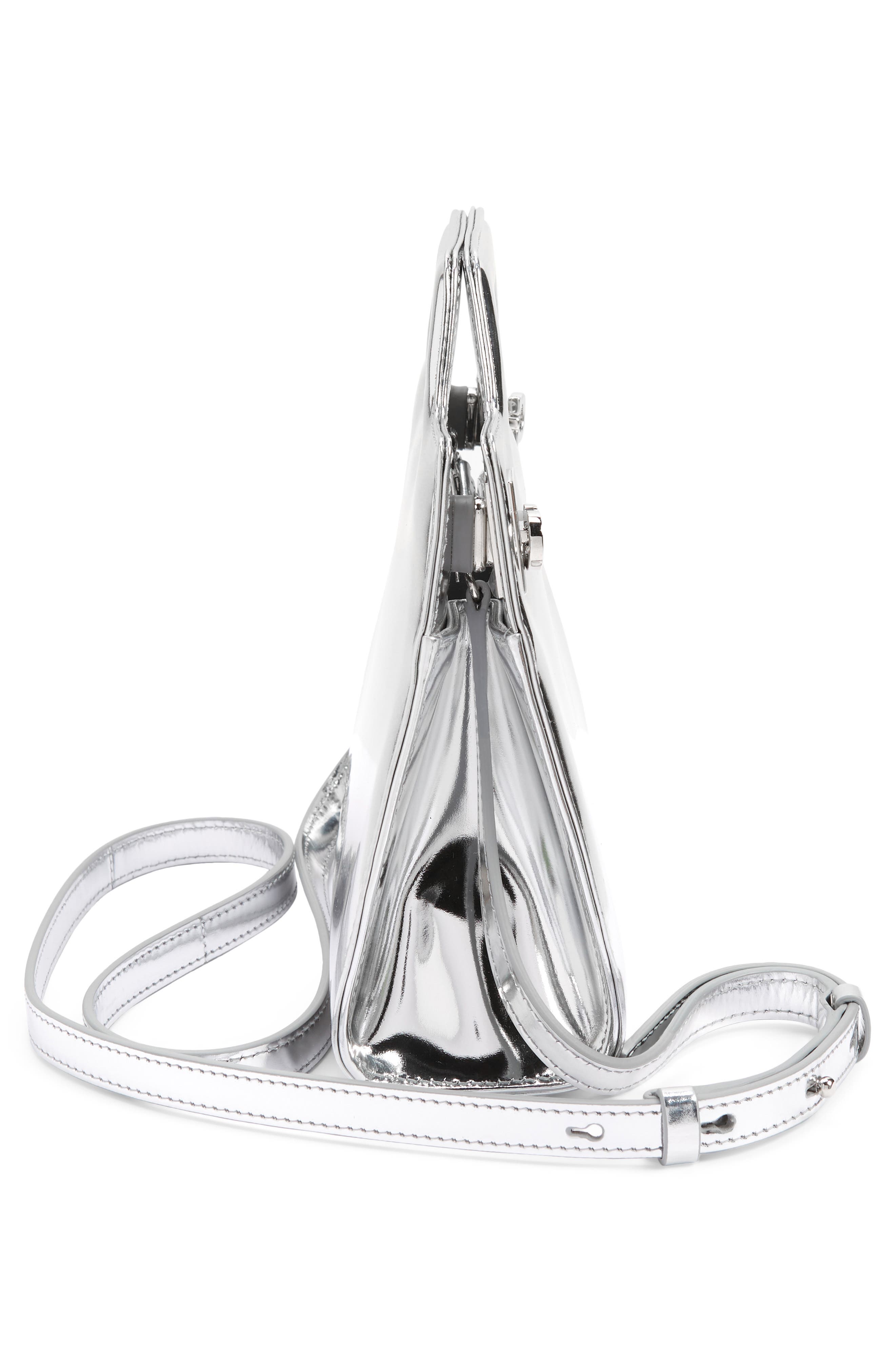 FERRAGAMO Wanda Mini Metallic Leather Top-Handle Bag, Alternate, color, 