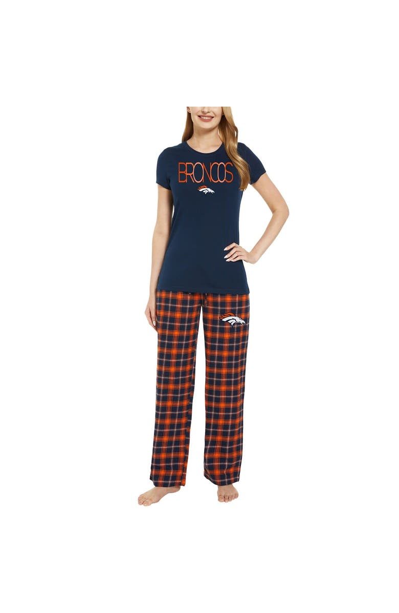 CONCEPTS SPORT Women's Concepts Sport Navy/Orange Denver Broncos Arctic T-Shirt & Flannel Pants Sleep Set, Alternate, color, 