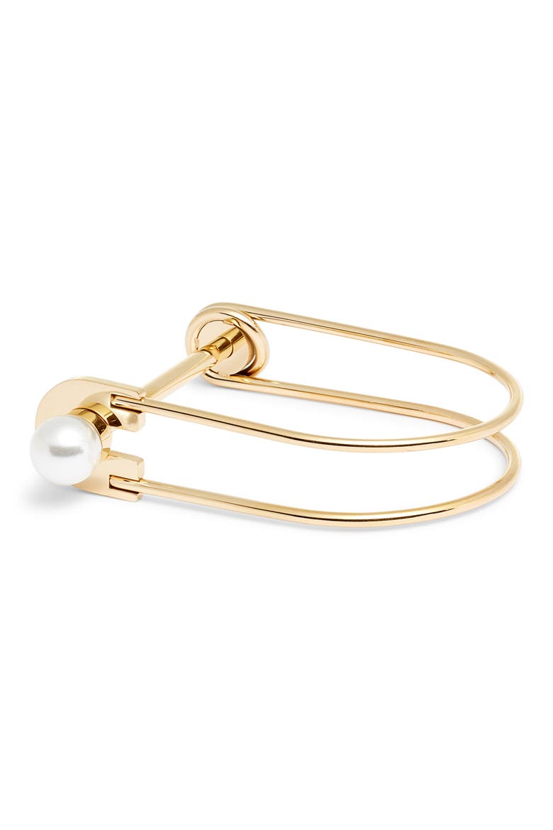 Imitation Pearl Lock Bangle, Main, color, GOLD