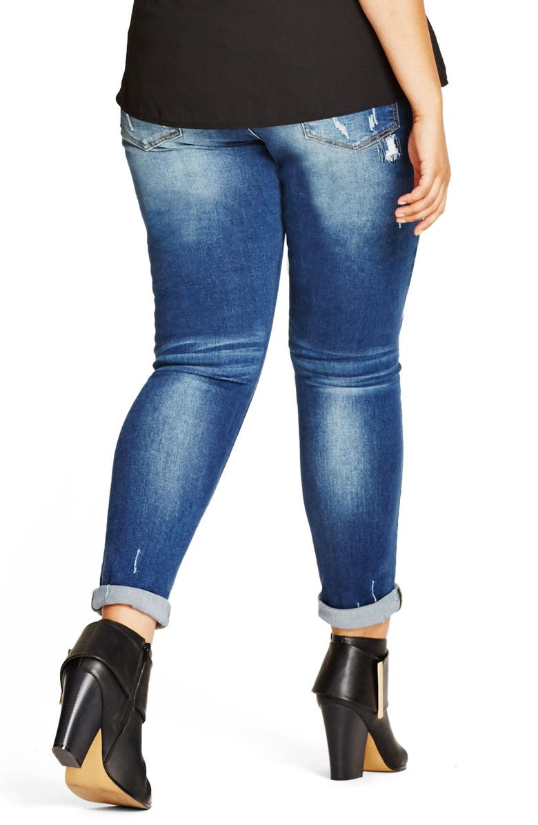 City Chic Patched Up Distressed Skinny Jeans, Alternate, color, 
