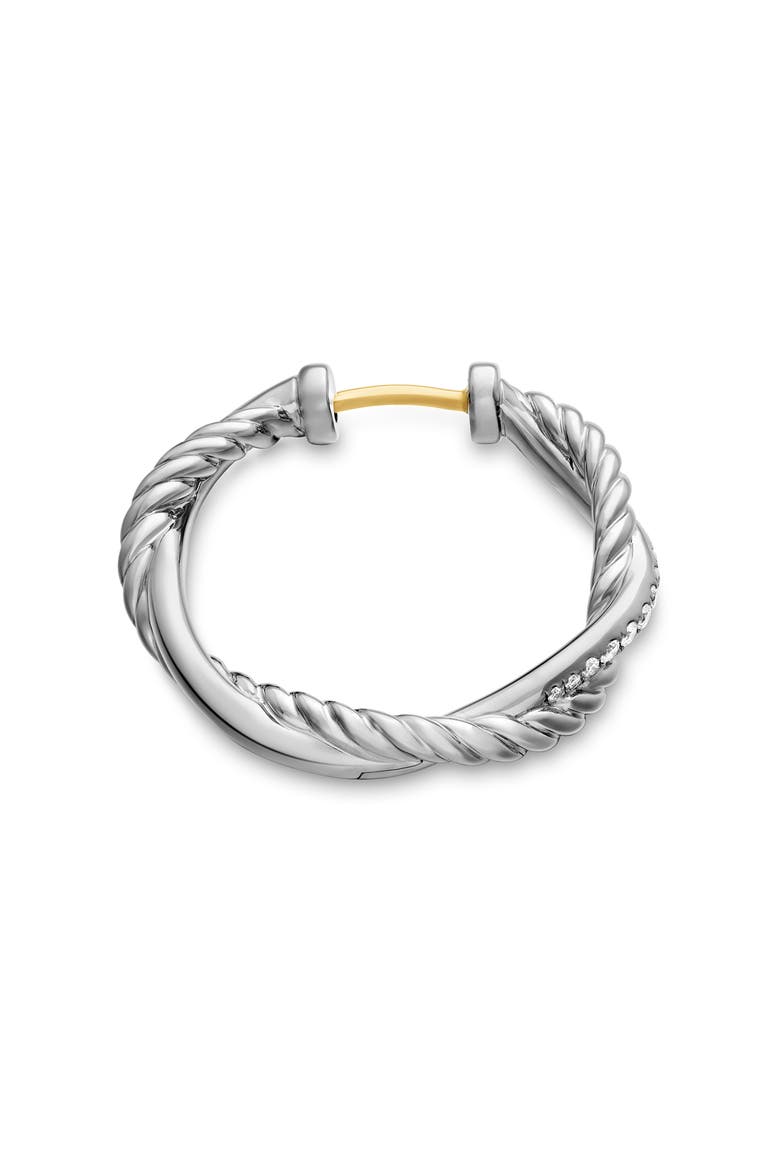 Petite Infinity Hoop Earrings in Sterling Silver with Pavé Diamonds, Alternate, color, STERLING SILVER