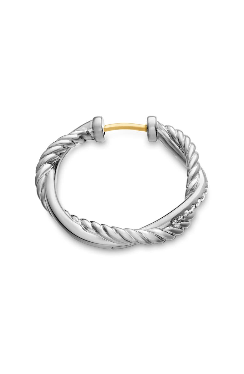 David Yurman Petite Infinity Hoop Earrings in Sterling Silver with Pavé Diamonds, Alternate, color, Sterling Silver