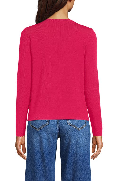 LANDS' END LANDS' END BLEND SCALLOP EDGE FITTED CARDIGAN SWEATER
