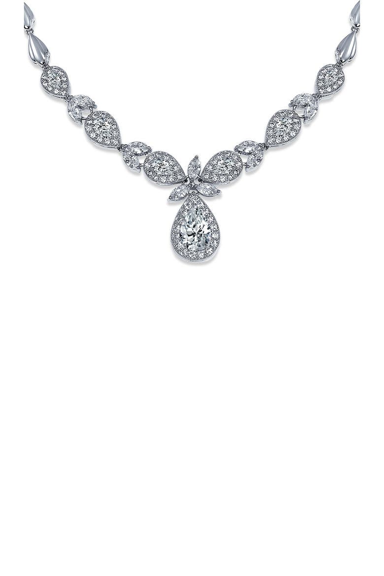 Bridal Pave CZ Teardrop Necklace & Earrings Set, Alternate, color, GREY