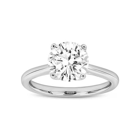 Serena 14K White Gold Round Cut Lab Grown Diamond Cathedral Engagement Ring - 2 ctw
