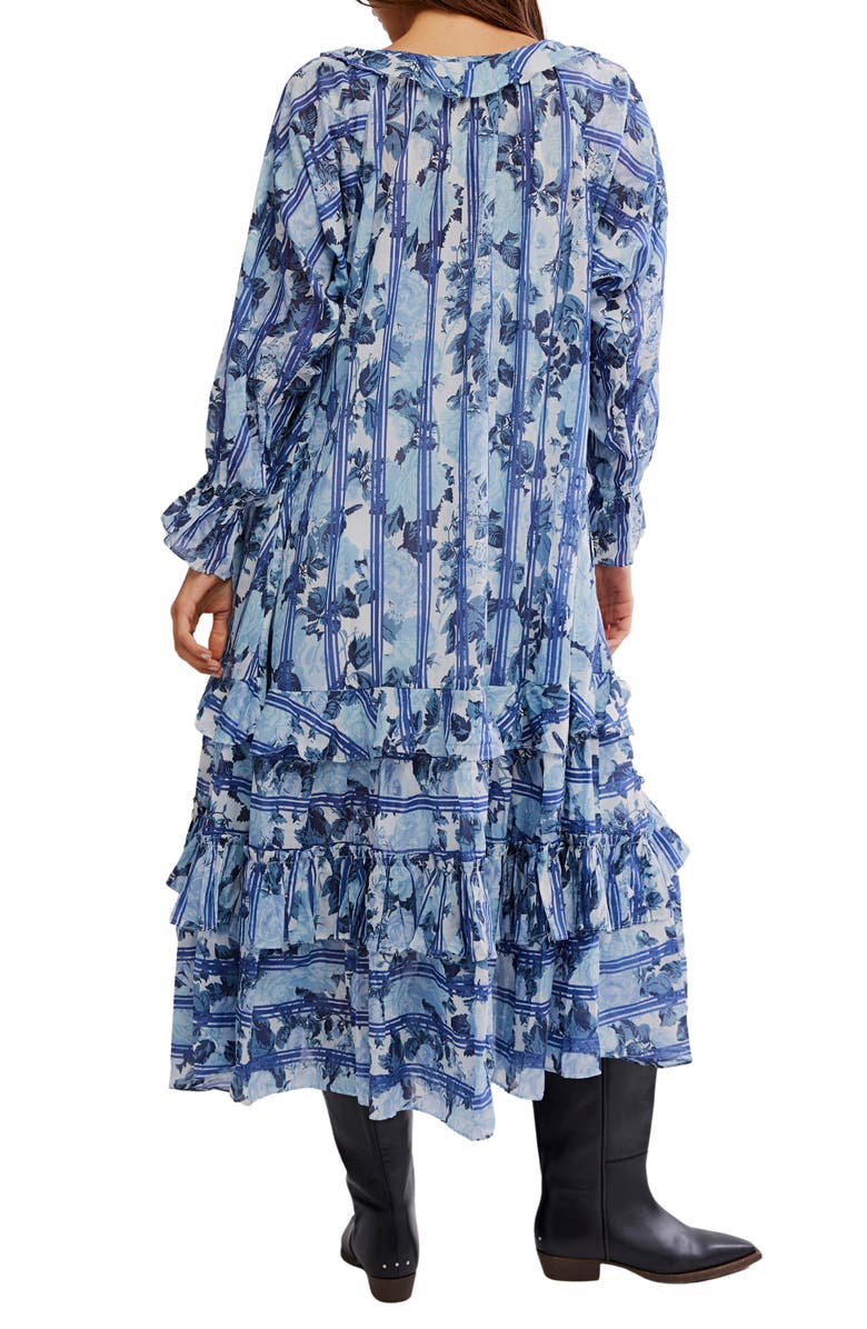 Free People Garden Wonders Long Sleeve Cotton Maxi Dress, Alternate, color, Blue Combo