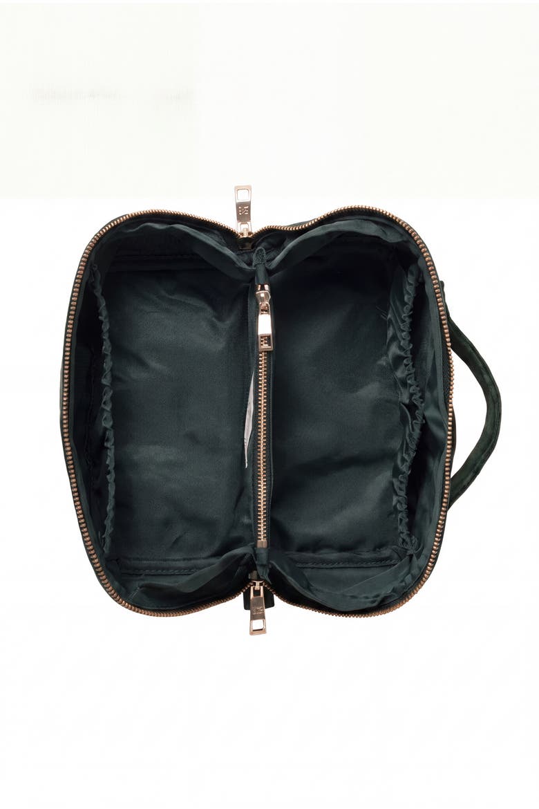 Songbirds Secret Garden Velvet Open Flat Makeup Bag, Alternate, color, Forest