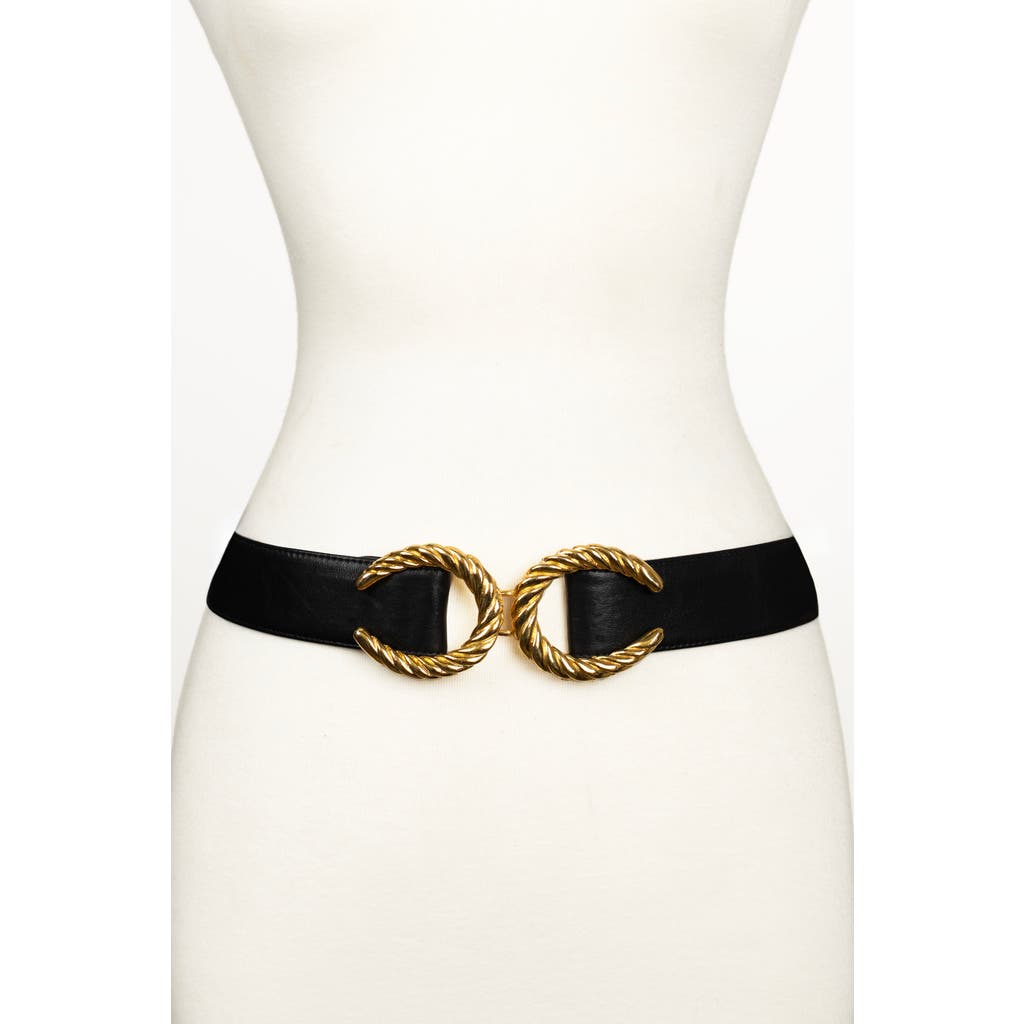 Raina Belts Cc Buckle Leather Belt In Black