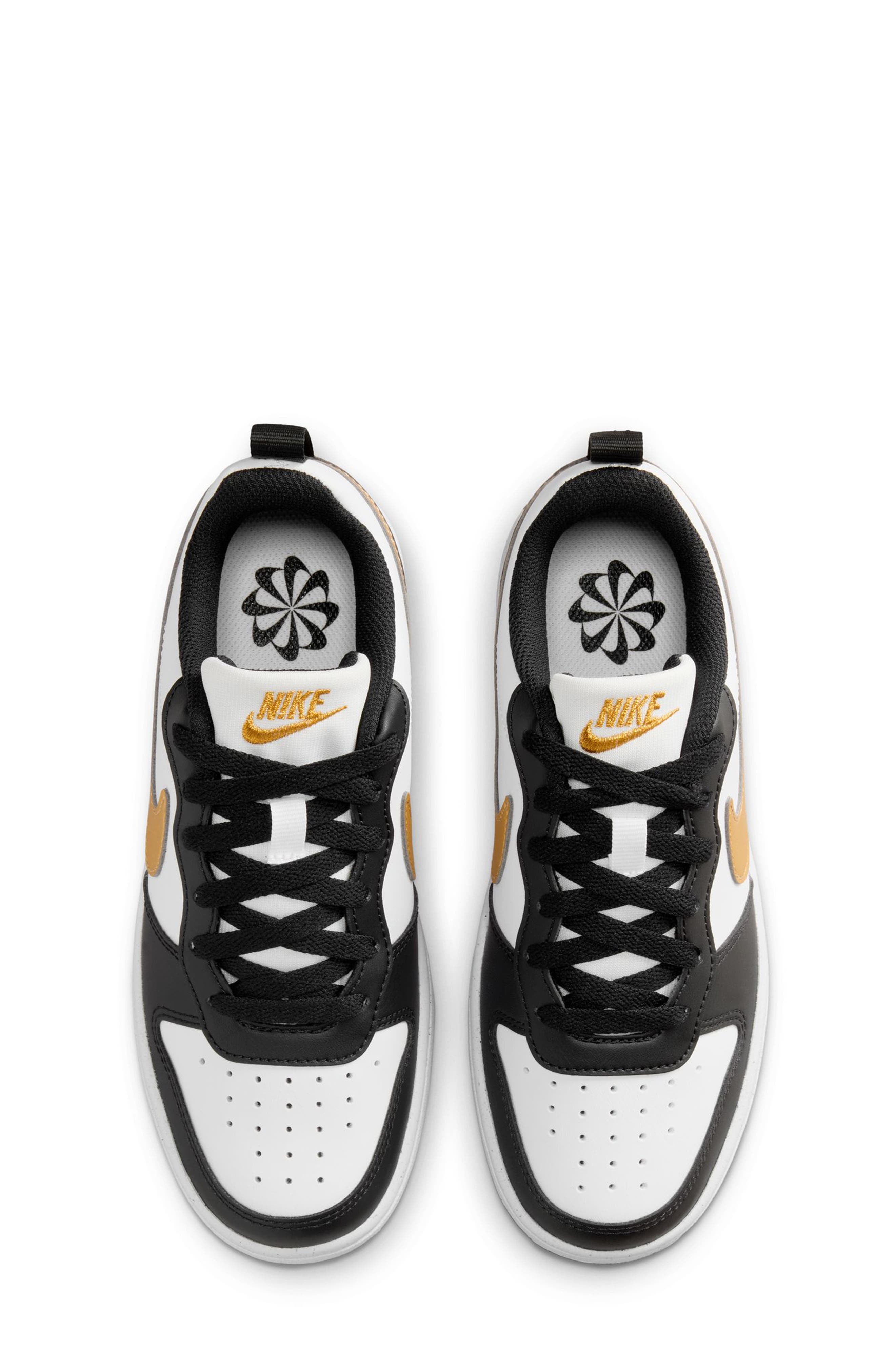 Nike Kids' Court Borough Low Top Sneaker, Alternate, color, Black/ Metallic Gold/ Black