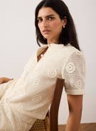 MINT VELVET Cotton Sequin Floral Crochet Top