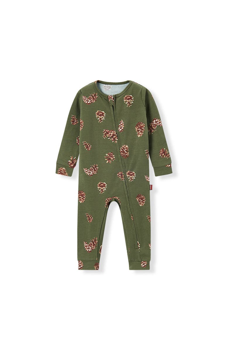 Milkbarn Cotton Stretch Zipper Pajama, Main, color, Pinecone