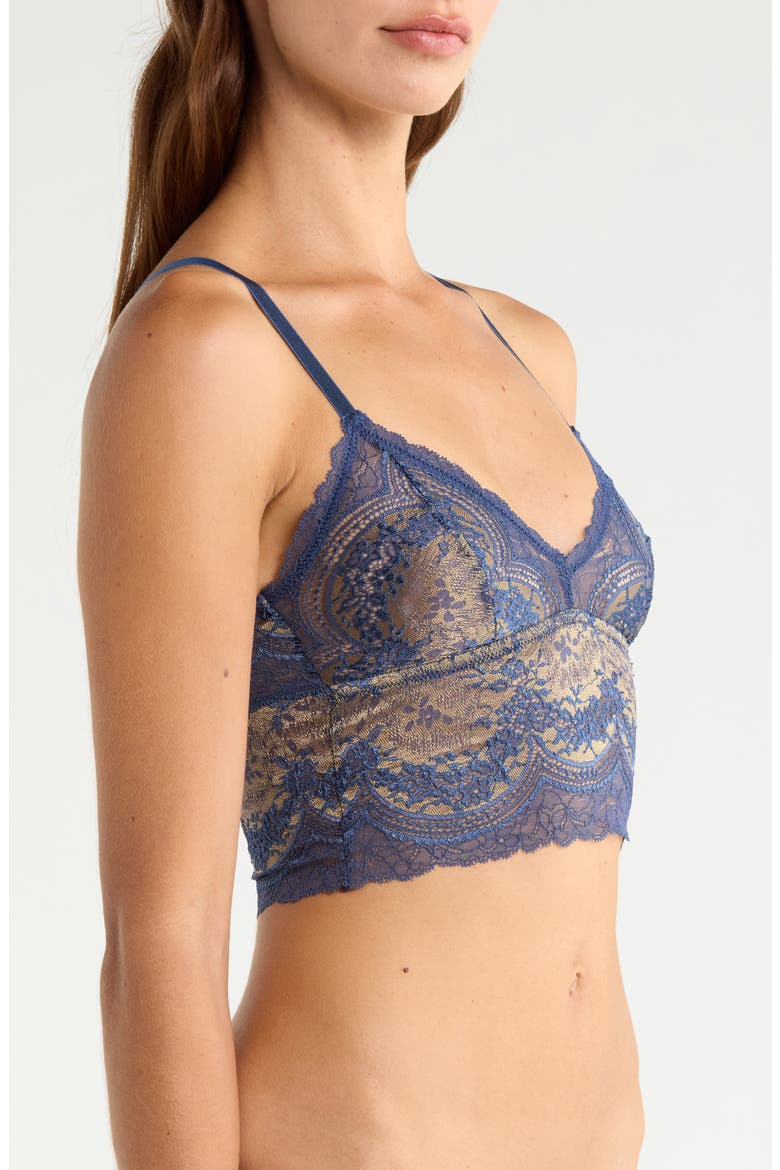 Longline Lace Bralette, Alternate, color, DENIM BRASS