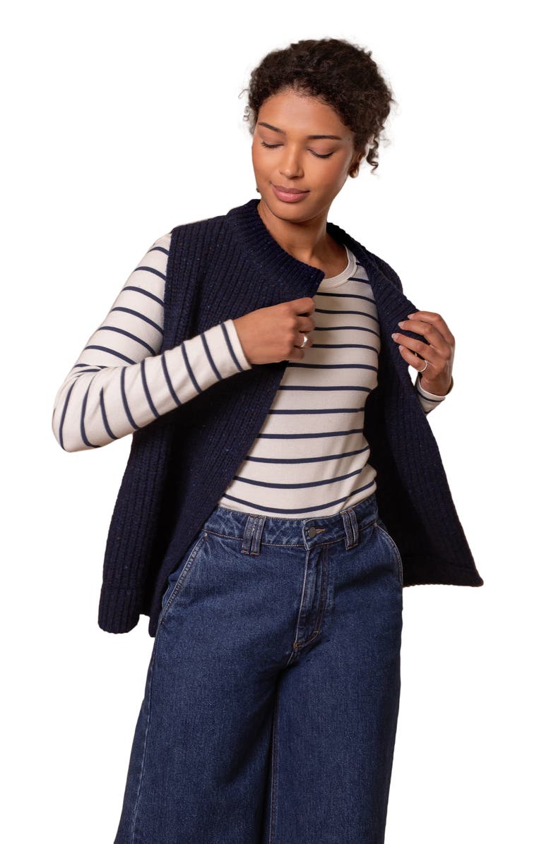 Celtic & Co. Donegal Ribbed Crew Neck Waistcoat, Main, color, Dark Navy