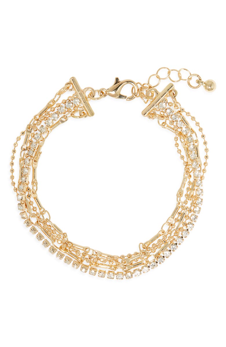 NORDSTROM RACK Multirow Chain Bracelet, Main, color, Clear- Gold