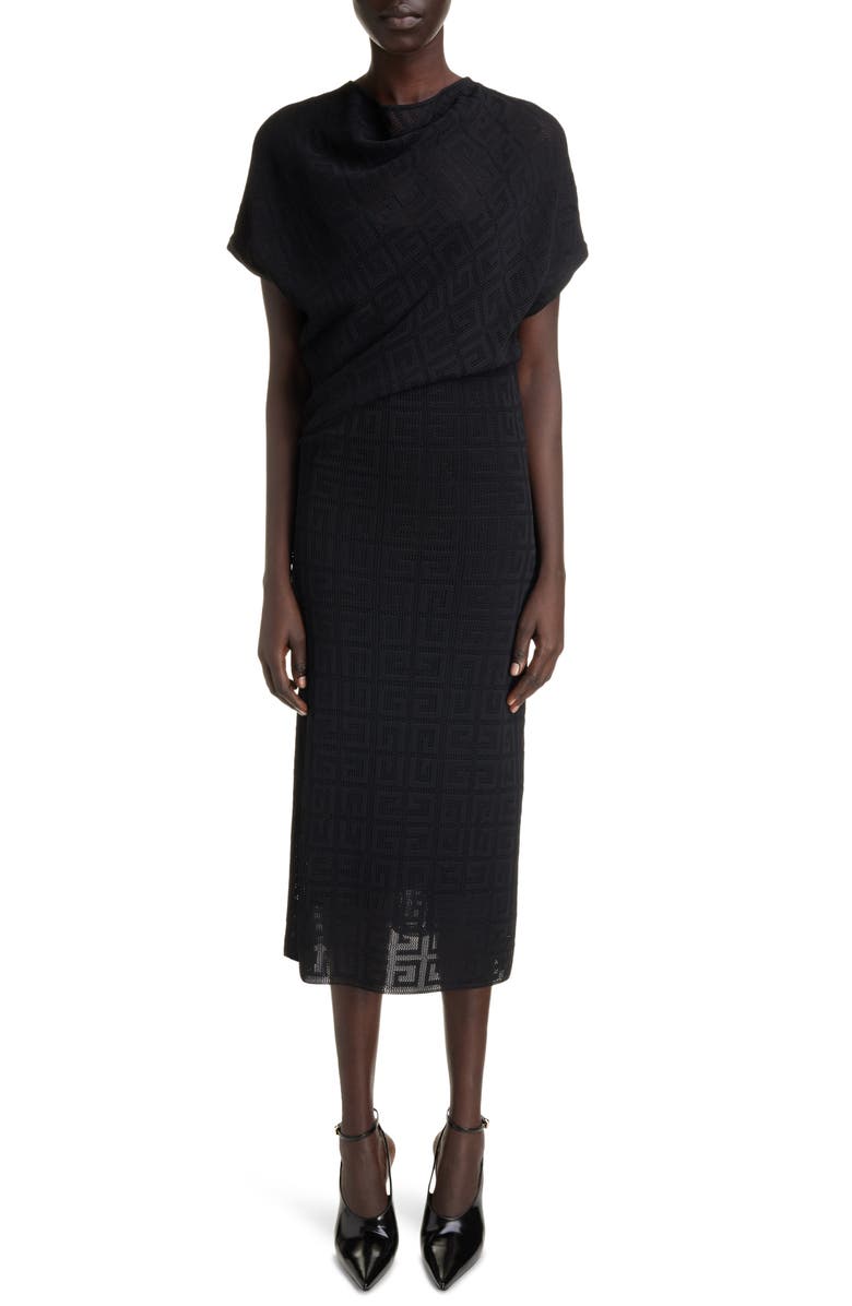 Givenchy 4G Draped Knit Midi Dress, Main, color,
