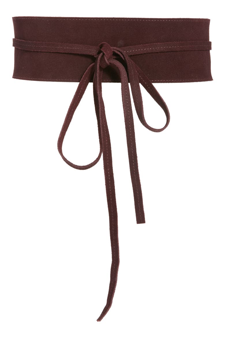 Obi Bow Suede Belt, Main, color, CASSIS