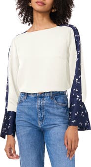 Vince Camuto Floral Accent Flare Cuff Top