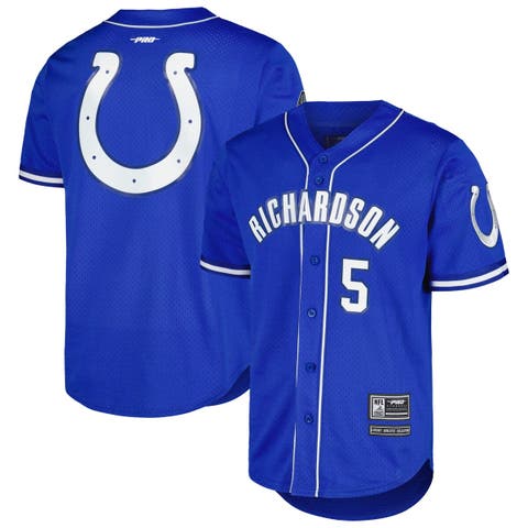Men's Pro Standard Anthony Richardson Royal Indianapolis Colts Mesh Baseball Button-Up T-Shirt