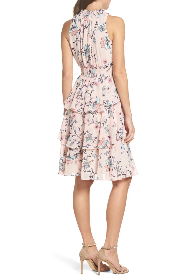 Floral Ruffle A-Line Dress, Alternate, color, BLUSH