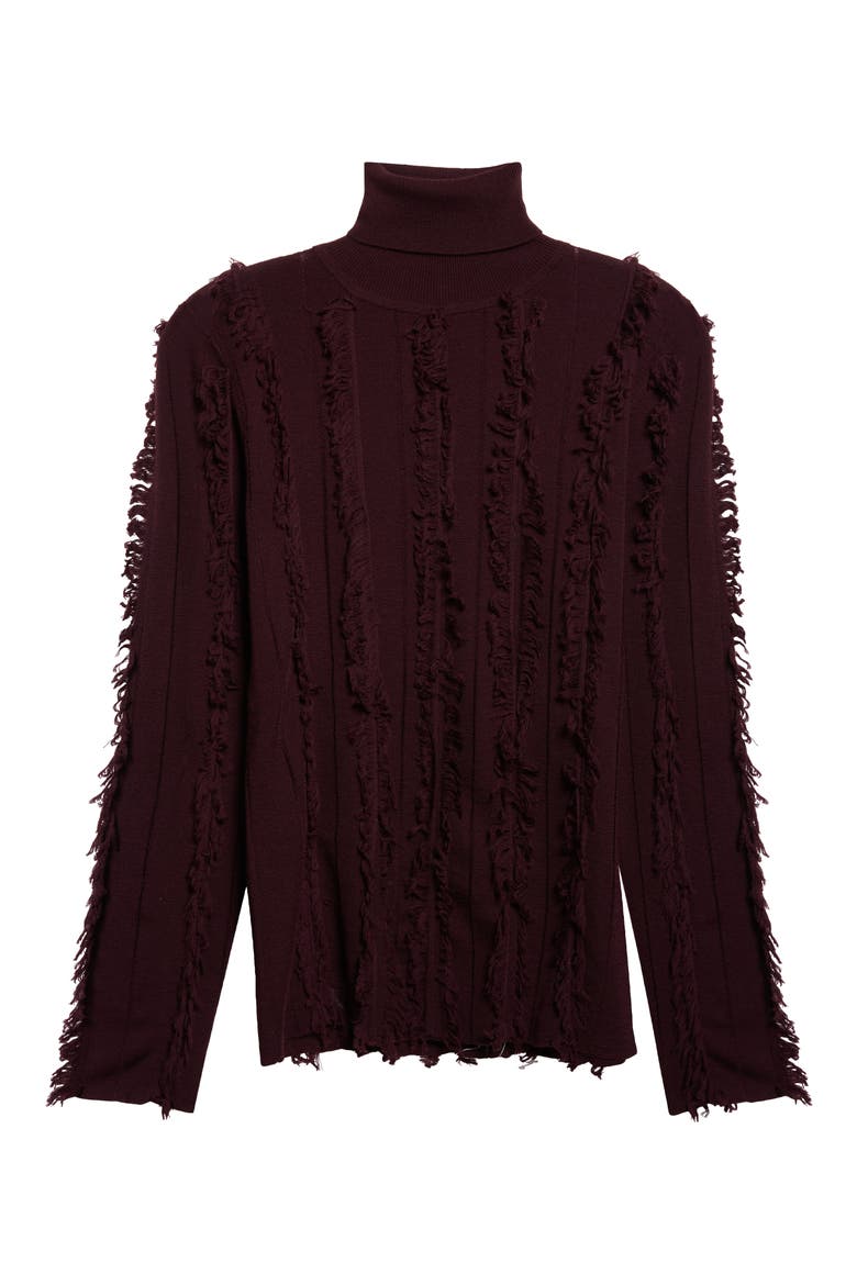 Nico Fringe Stripe Merino Wool Turtleneck Sweater, Alternate, color, PINEAU