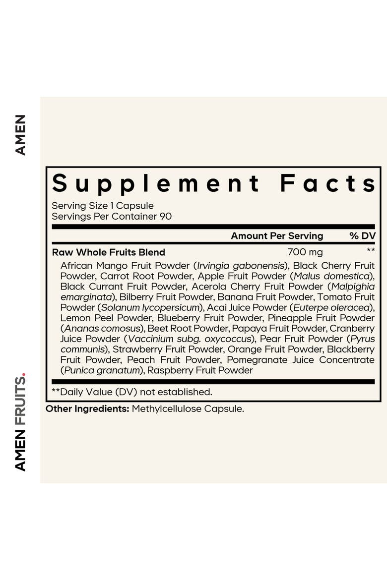 Amen Fruits Daily Vitamins Supplement, Alternate, color, White